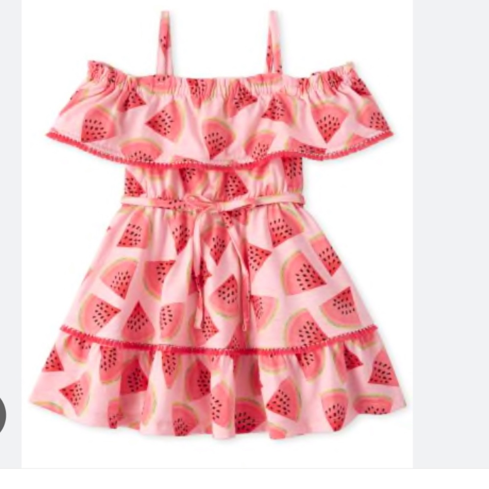 Toddler Girls off the Shoulder Watermelon Dress Size: 3T